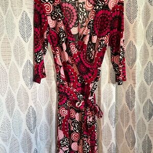 AB Studio Vibrant Pink and Black Long Sleeve Dress